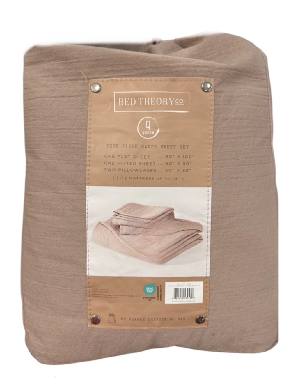 Bed Theory Four Piece Gauze Queen Adobe Rose Sheet Set Soft Unique Texture
